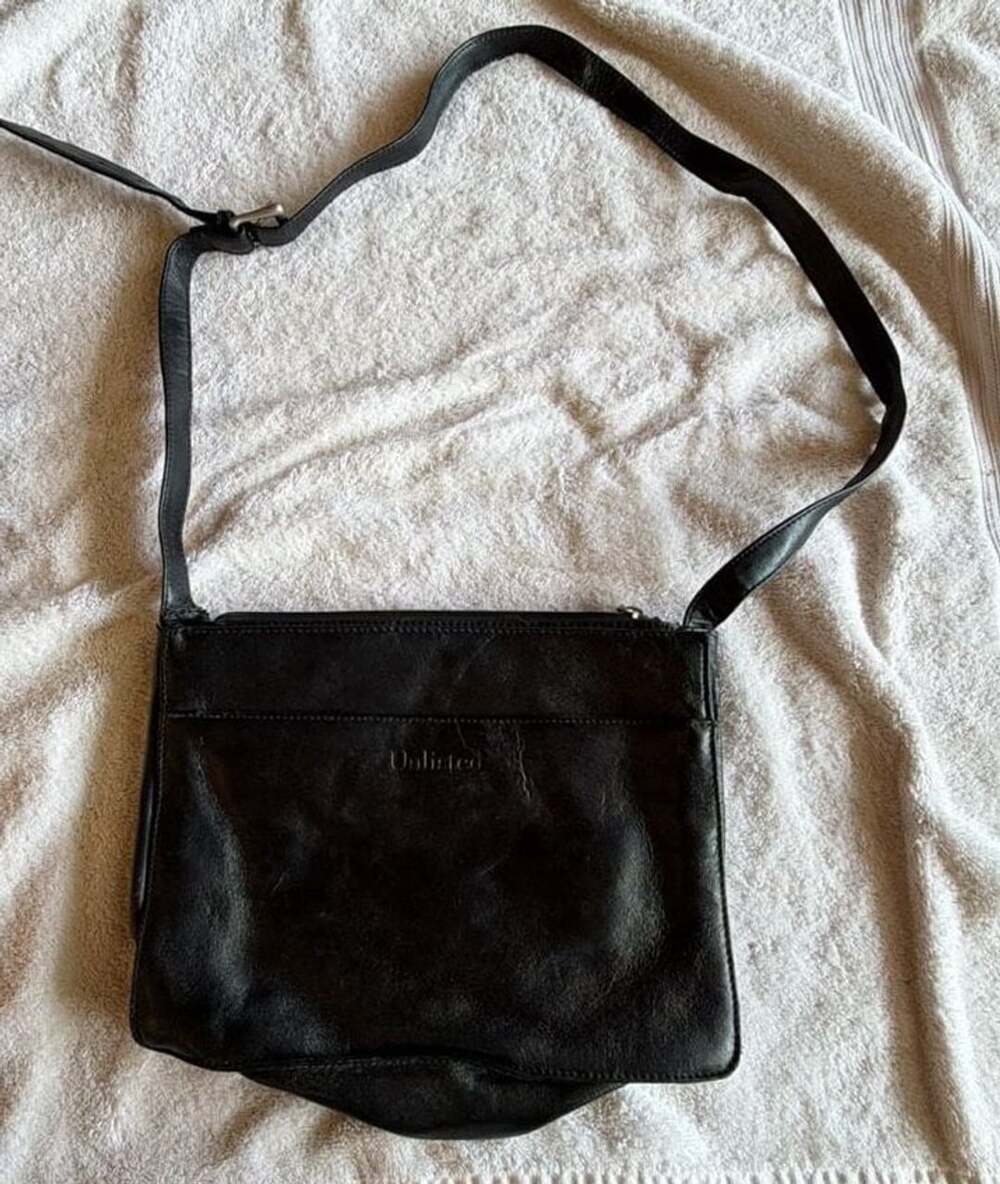 Unlisted Black Leather Crossbody Shoulder Bag Purse